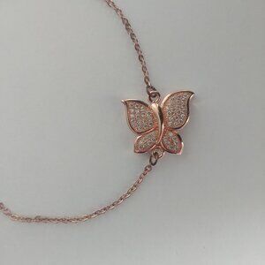 18K gold plated rose gold crystal butterfly bracelet
